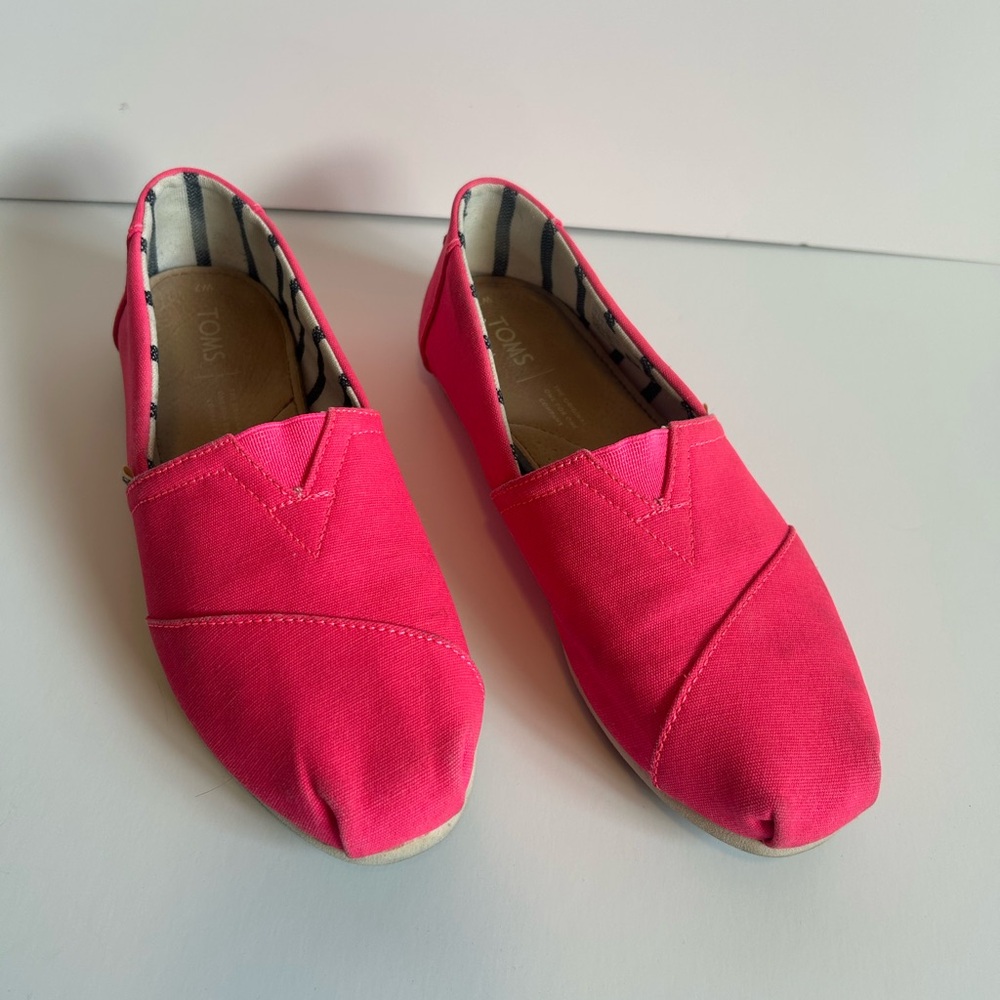 Toms Espadrilles Canvas Sz 7 Bright Pink